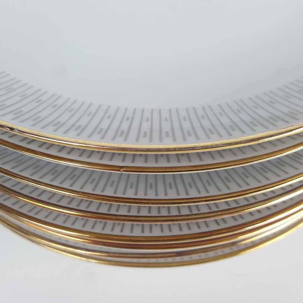 [2119136] 8er Set Kuchenteller Dessertteller Goldrand 19,8 cm Winterling Kirchenlamitz grau Dekor gebraucht - gut Bild 5