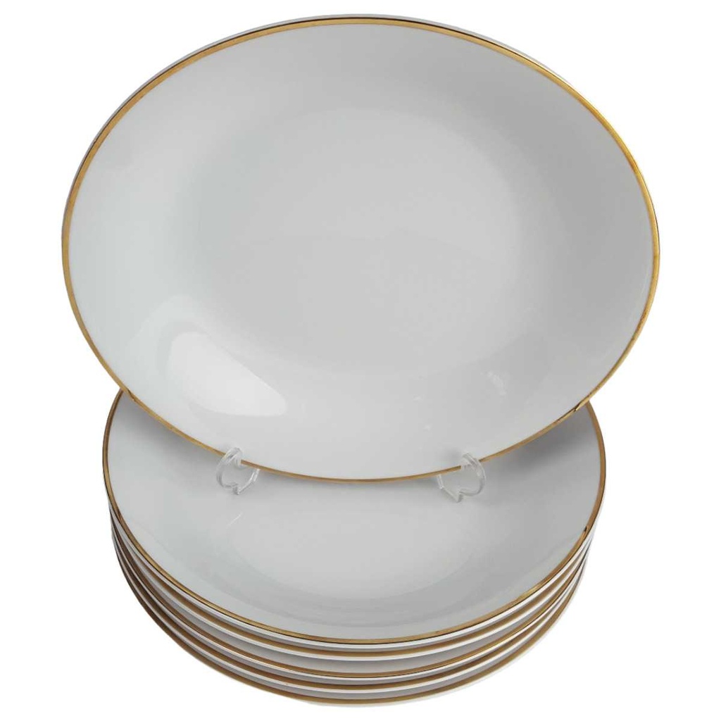 [2119139] 6er Set Suppenteller Goldrand 22,3 cm Seltmann Weiden Vohenstrauß weiß gebraucht - gut Bild 2