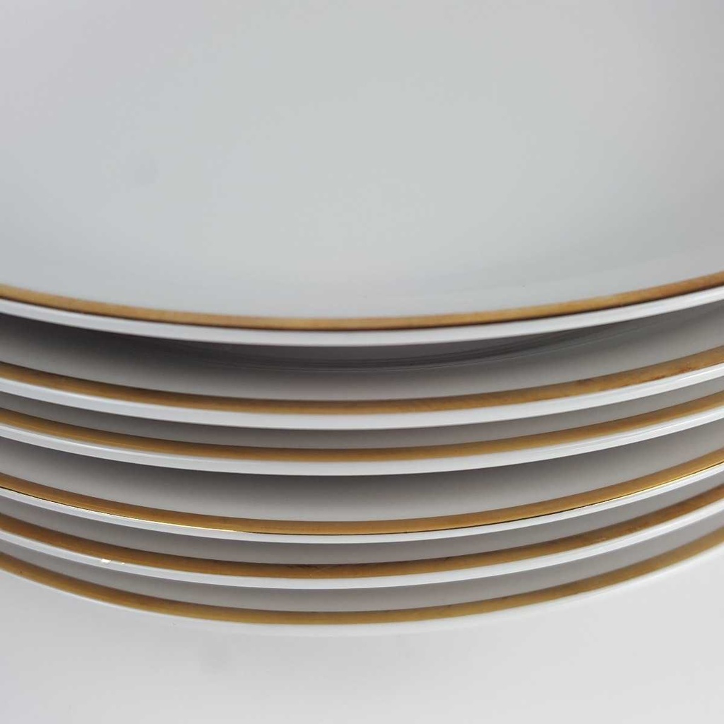 [2119139] 6er Set Suppenteller Goldrand 22,3 cm Seltmann Weiden Vohenstrauß weiß gebraucht - gut Bild 5