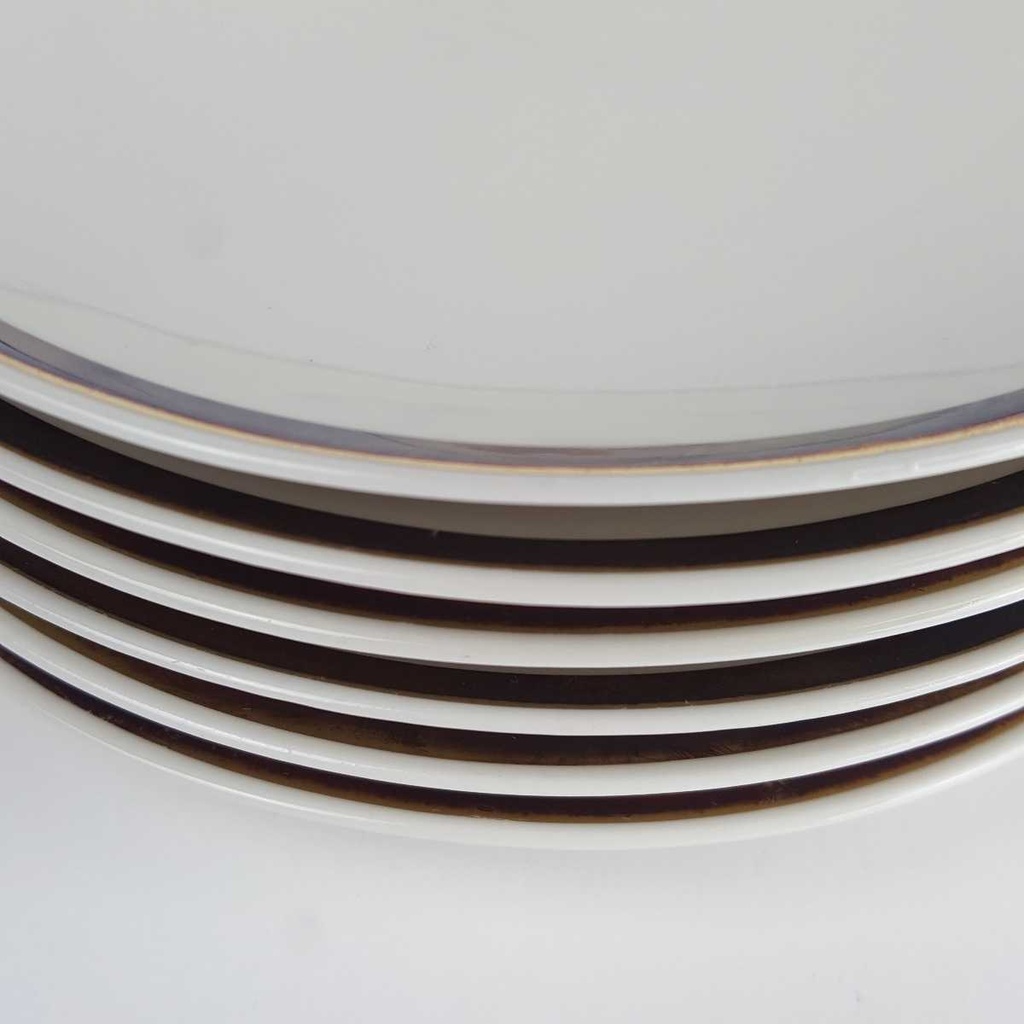 [2119141] 6er Set Kuchenteller Dessertteller Goldrand 19 cm Schumann Arzberg 6 mm gebraucht - gut Bild 5
