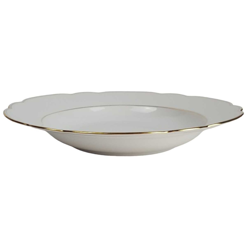 [458164202] Suppenteller Goldrand Golddekor 24,5 cm Seltmann Weiden Inka Weiß gebraucht - gut Bild 2