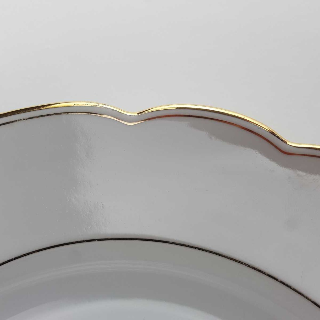 [458164202] Suppenteller Goldrand Golddekor 24,5 cm Seltmann Weiden Inka Weiß gebraucht - gut Bild 4
