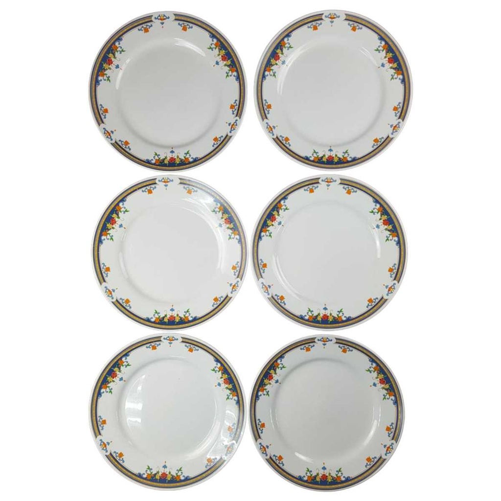 [2119143] 6er Set Speiseteller Essteller 24,4 cm China Pearl Bunte Blumen gebraucht - gut Bild 2