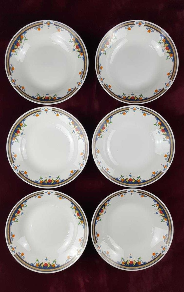 [2119145] 6er Set Suppenteller 22,8 cm China Pearl Bunte Blumen gebraucht - gut Bild 3