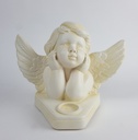[458164238] Figur Skulptur Deko Engel Putte mit Teelichthalter Büste Keramik weiß H 22,2 B 28,7 cm Bild 2