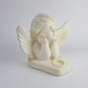 [458164238] Figur Skulptur Deko Engel Putte mit Teelichthalter Büste Keramik weiß H 22,2 B 28,7 cm Bild 4