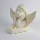 [458164238] Figur Skulptur Deko Engel Putte mit Teelichthalter Büste Keramik weiß H 22,2 B 28,7 cm Bild 7