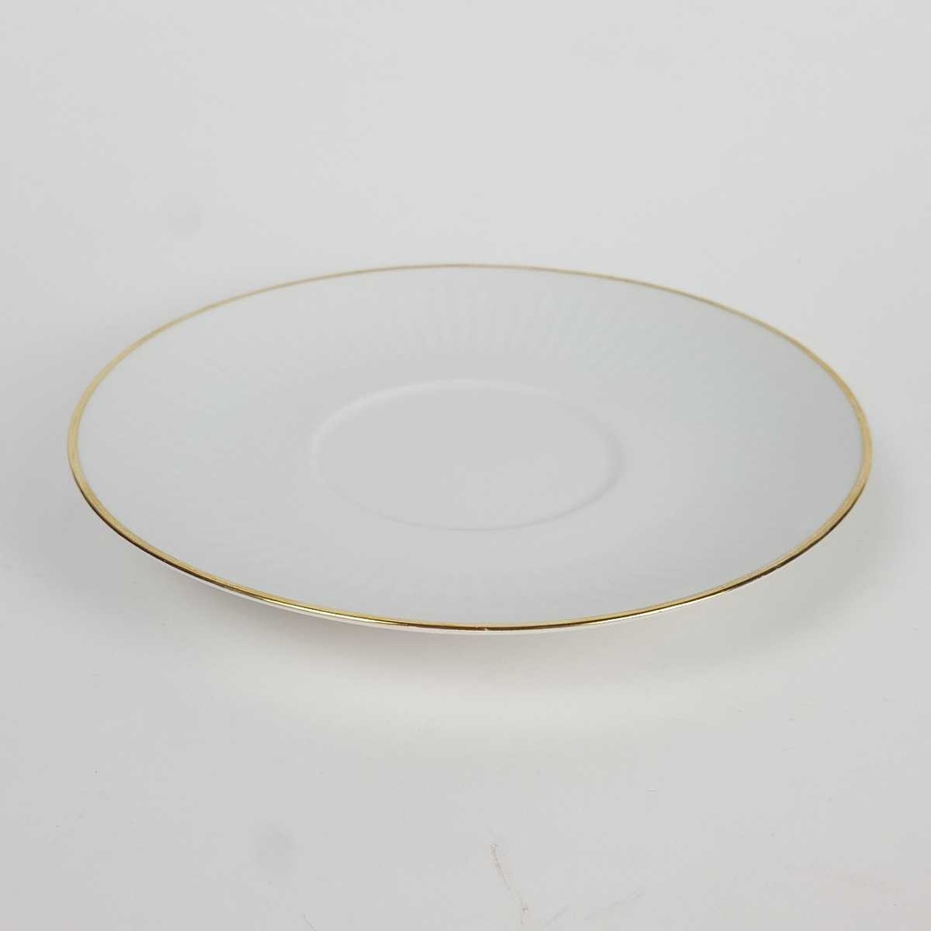 [458164307] Untertasse für Suppe Goldrand 100 Jahre 17 cm Bareuther Waldsassen Unbestimmte Formen weiß geriffelt gebraucht - gut Bild 3
