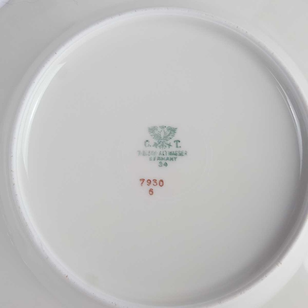 [458164311] Kuchenteller Dessertteller Golddekor 19,5 cm Tielsch Altwasser elfenbein 7930 gebraucht - gut Bild 5