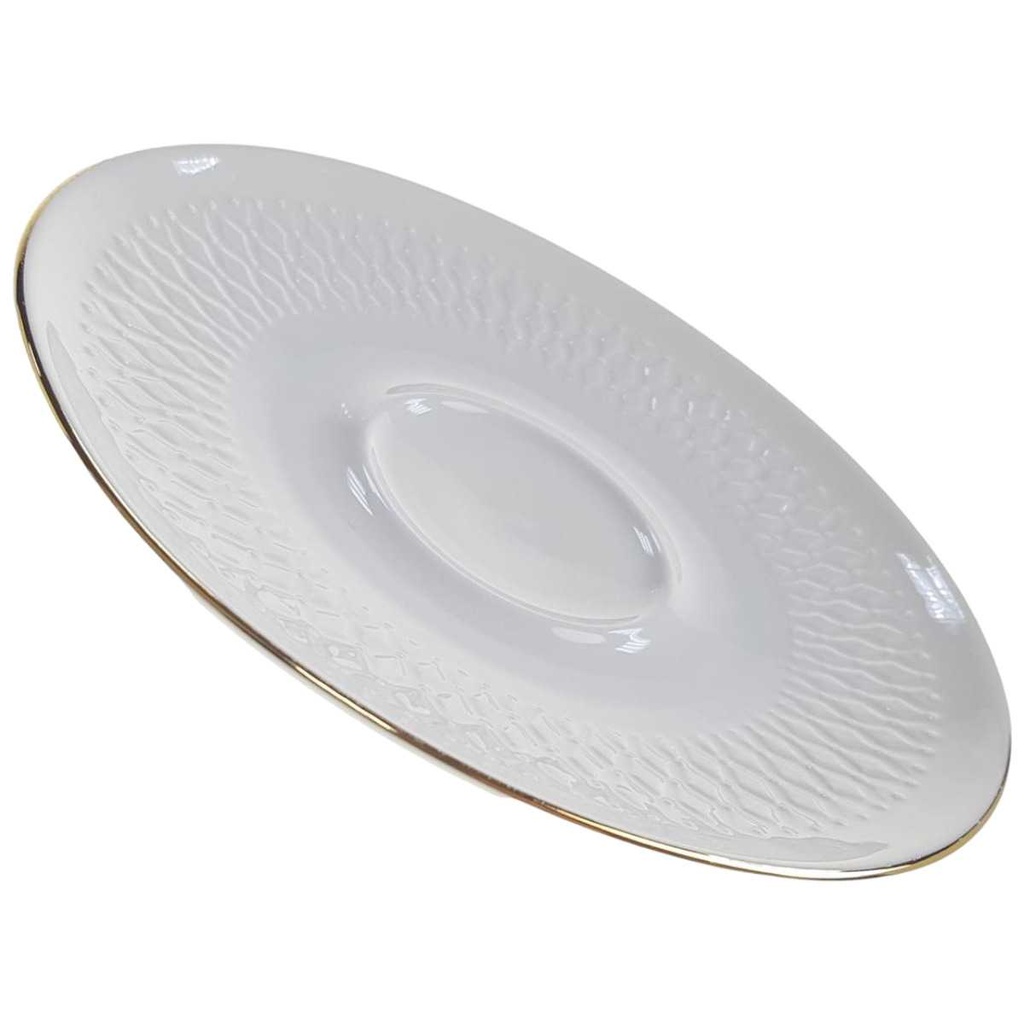 [458164312] Untertasse Goldrand 15,4 cm Winterling Röslau Reliefdekor weiß gebraucht - gut Bild 2