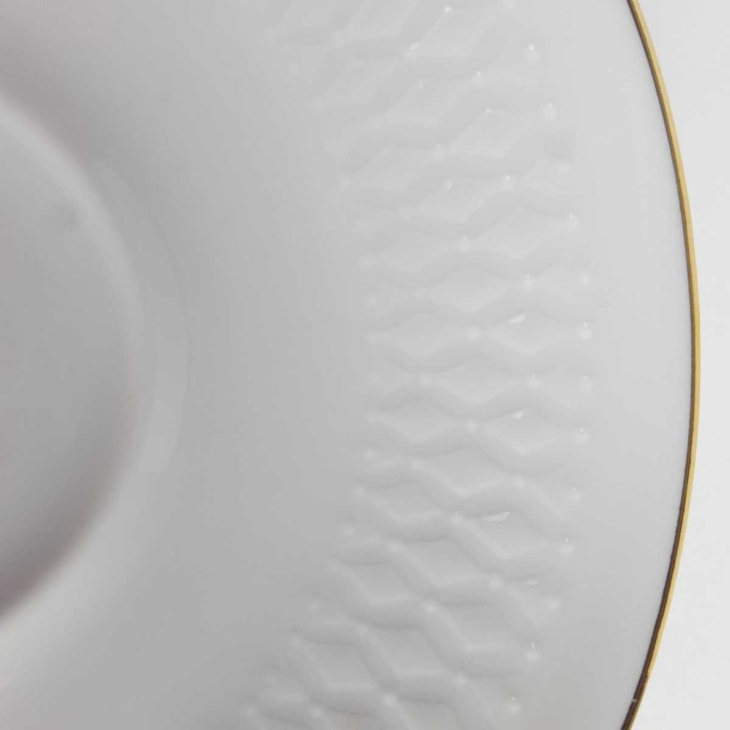 [458164312] Untertasse Goldrand 15,4 cm Winterling Röslau Reliefdekor weiß gebraucht - gut Bild 3