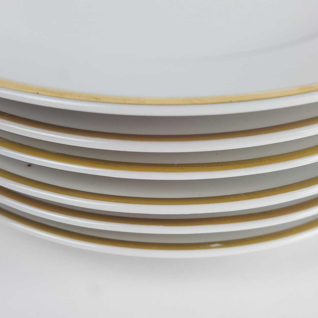 [2119151] 6er Set Kuchenteller Dessertteller Goldrand 19,7 cm Schumann Arzberg weiß gebraucht - gut Bild 3