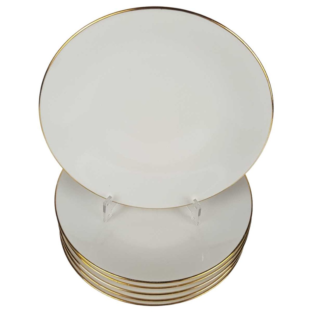 [2119152] 6er Set Kuchenteller Dessertteller Goldrand 19,5 cm Bareuther elfenbein Beige Bavaria gebraucht - gut Bild 2