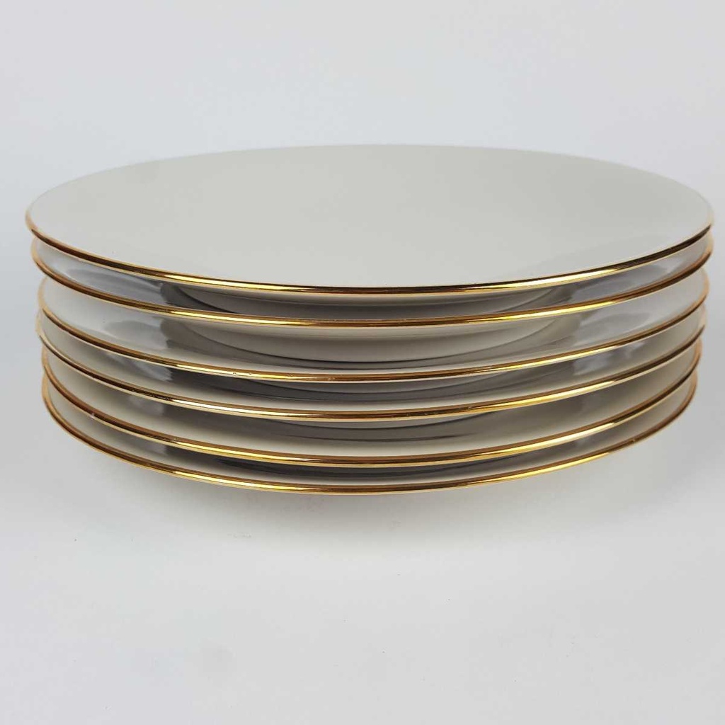 [2119152] 6er Set Kuchenteller Dessertteller Goldrand 19,5 cm Bareuther elfenbein Beige Bavaria gebraucht - gut Bild 3