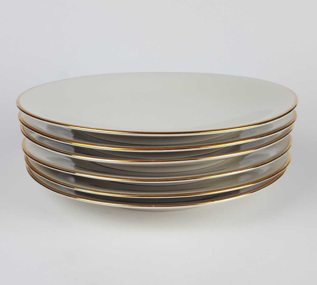 [2119153] 6er Set Kuchenteller Dessertteller Goldrand 19,5 cm Bareuther elfenbein 44 Beige Bavaria gebraucht - gut Bild 3