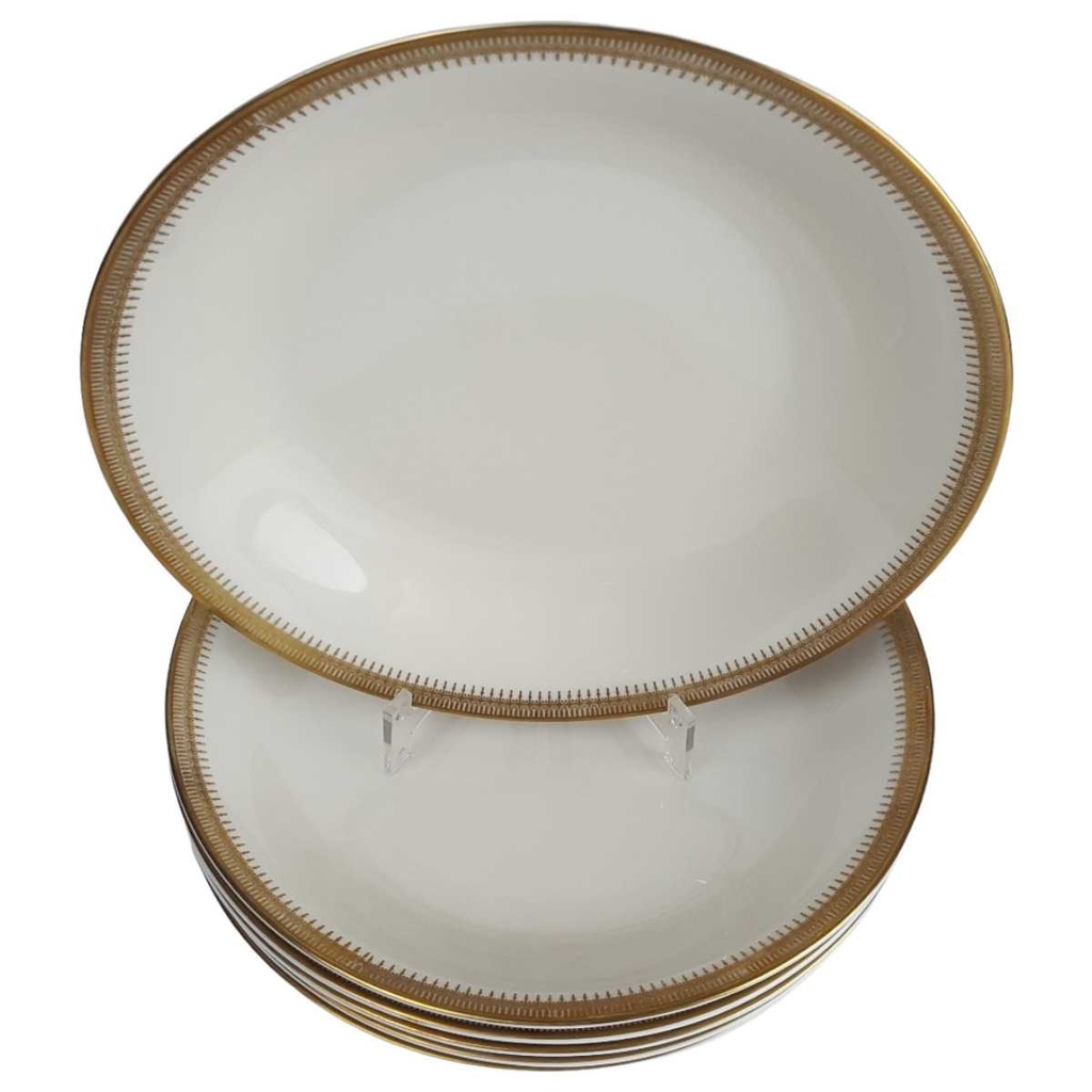 [2119155] 6er Set Suppenteller Goldrand Golddekor 22,3 cm Seltmann Weiden Vohenstrauß elfenbein 50 Beige gebraucht - gut Bild 2