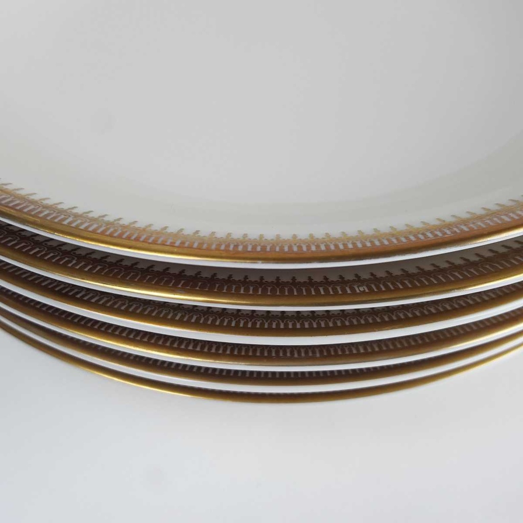 [2119155] 6er Set Suppenteller Goldrand Golddekor 22,3 cm Seltmann Weiden Vohenstrauß elfenbein 50 Beige gebraucht - gut Bild 4