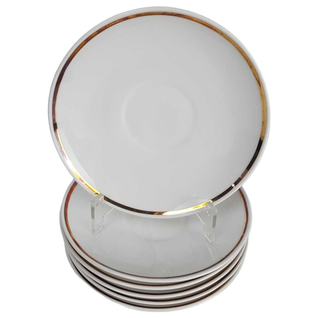 [2119157] 6er Set Untertasse Goldrand 14,4 cm Bavaria Germany weiß gebraucht - gut Bild 2