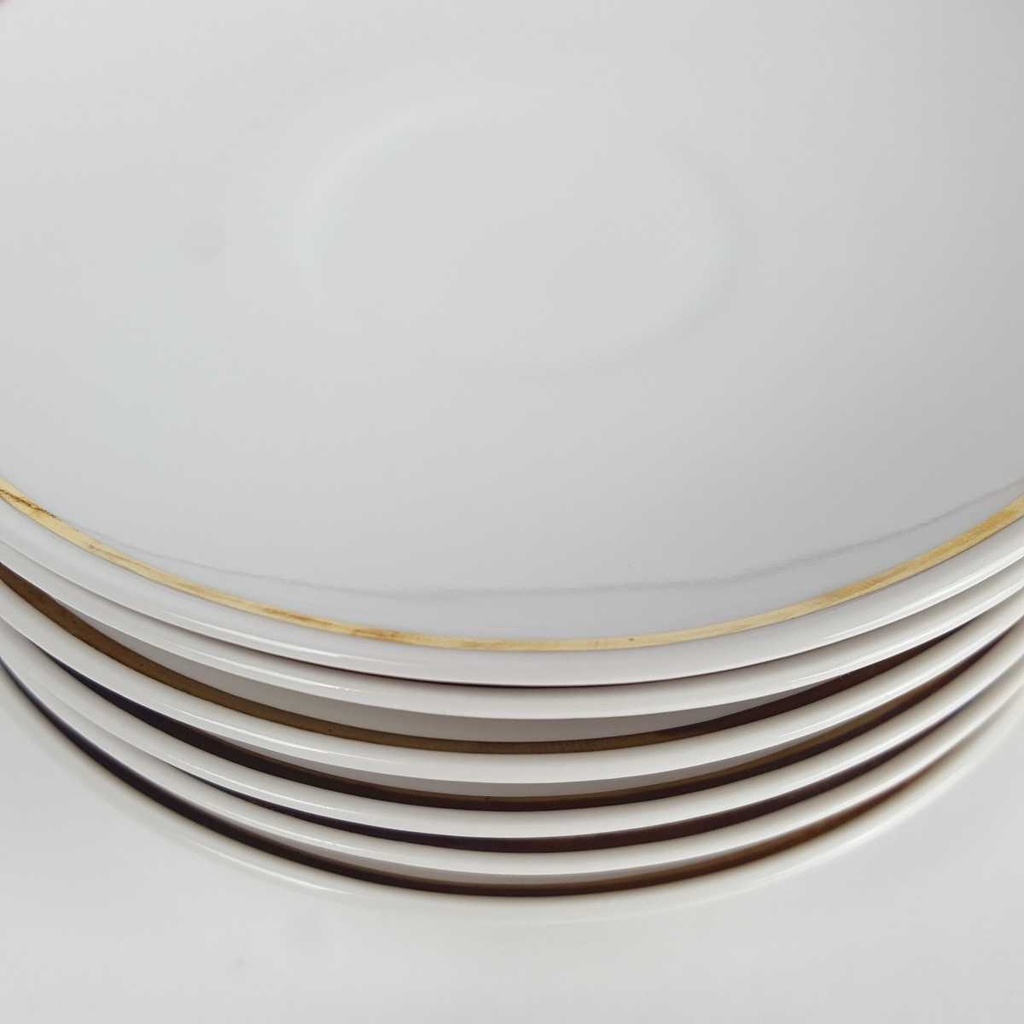 [2119157] 6er Set Untertasse Goldrand 14,4 cm Bavaria Germany weiß gebraucht - gut Bild 4