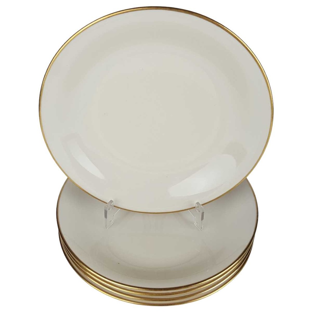 [2119158] 5er Set Kuchenteller Dessertteller Goldrand 19,2 cm Zeh Scherzer Bavaria Germany elfenbein Beige gebraucht - gut Bild 2