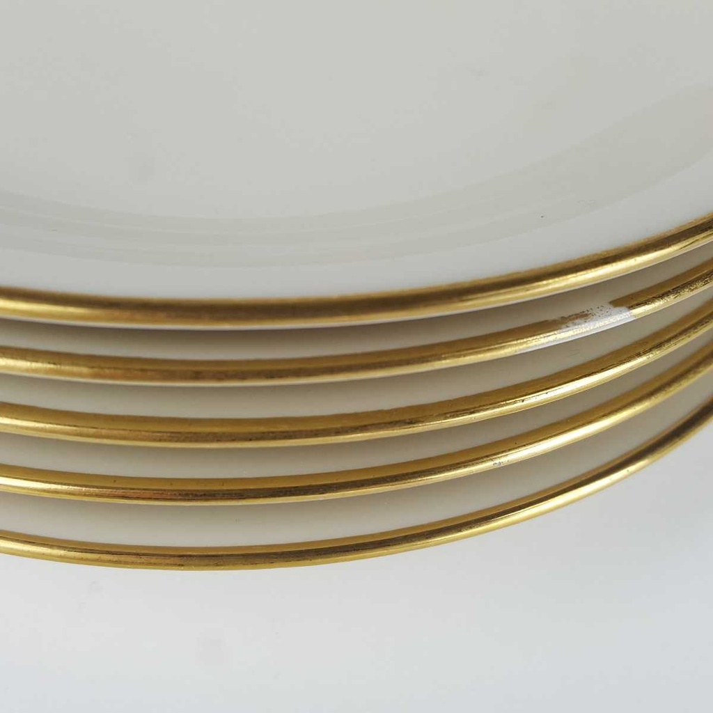 [2119158] 5er Set Kuchenteller Dessertteller Goldrand 19,2 cm Zeh Scherzer Bavaria Germany elfenbein Beige gebraucht - gut Bild 4