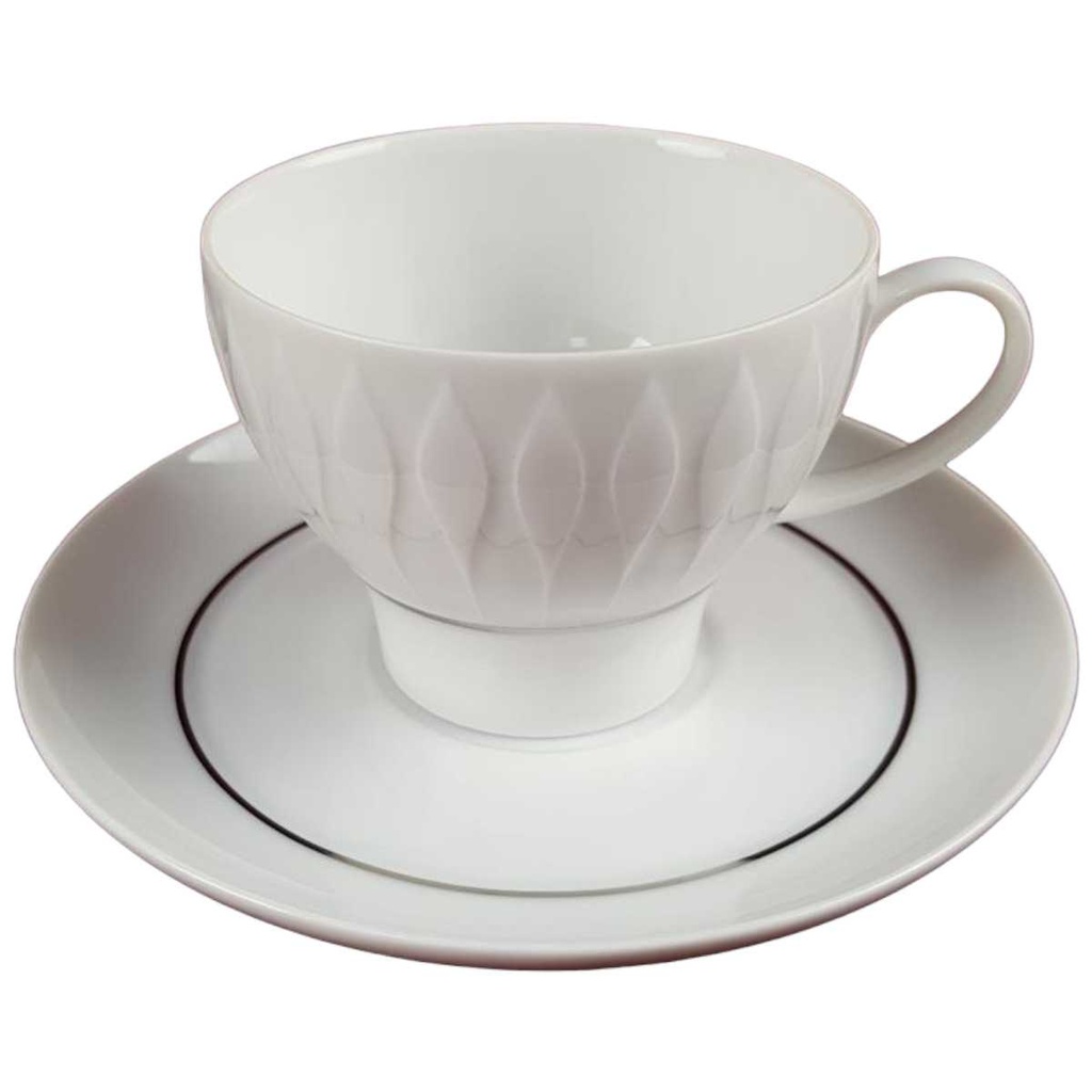 [45816435] Kaffeetasse mit Untertasse Tasse 2tlg Thomas Porzellan Lanzette Platinrand Weiß Bild 2