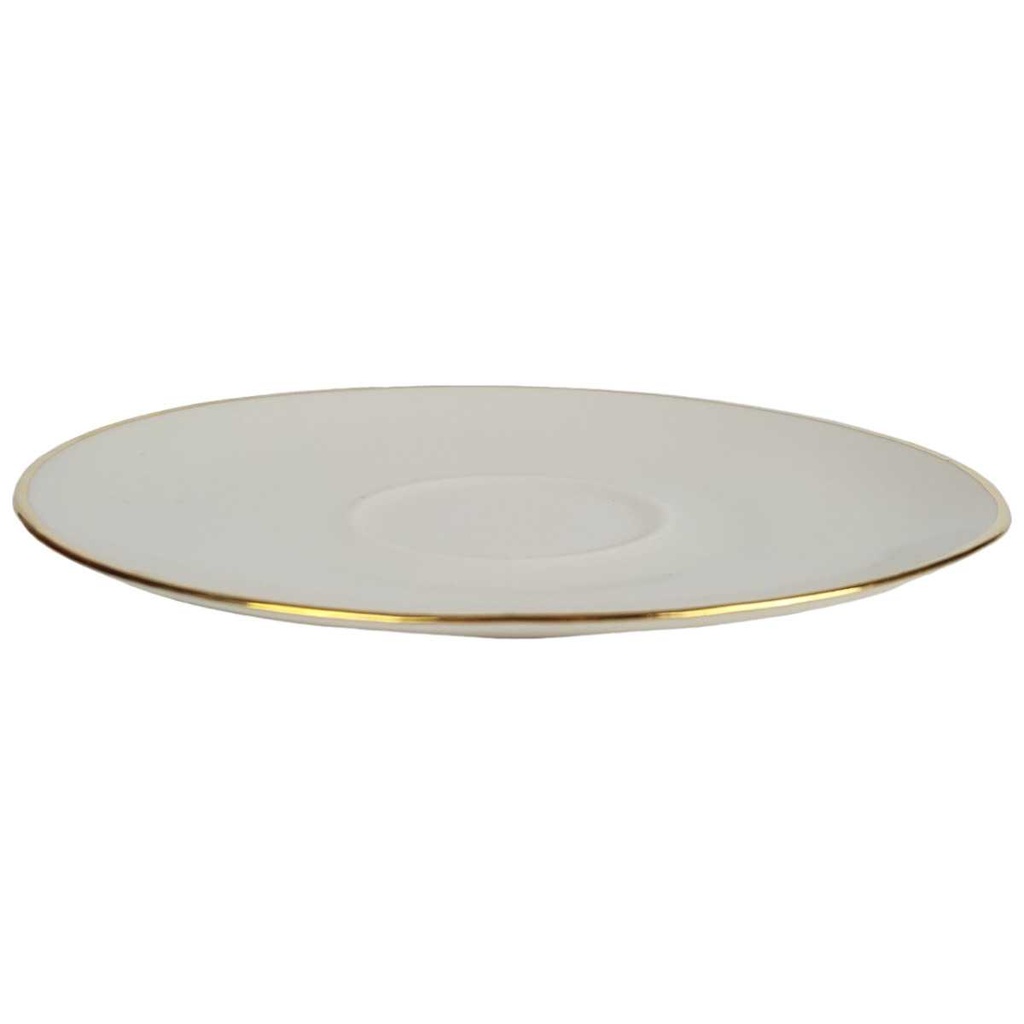 [458164363] Untertasse Goldrand 14,7 cm Bareuther elfenbein gebraucht - gut Bild 2