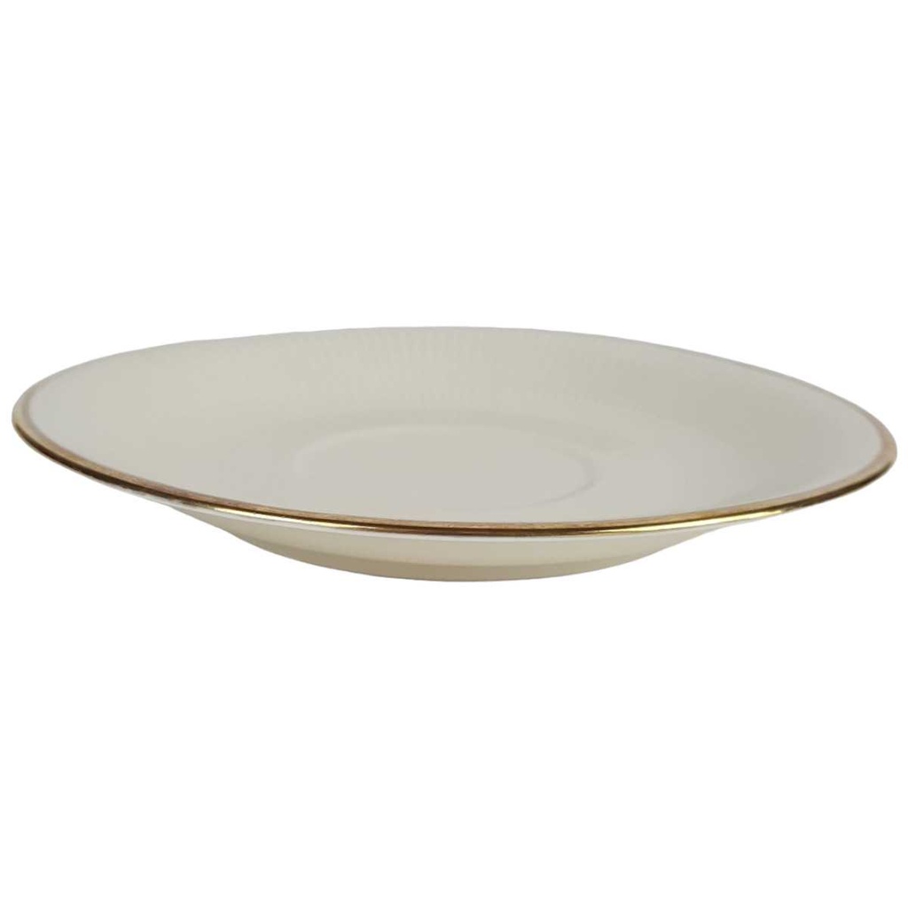 [458164365] Untertasse Goldrand 14,3 cm Schumann Bavaria geriffelt elfenbein gebraucht - gut Bild 2
