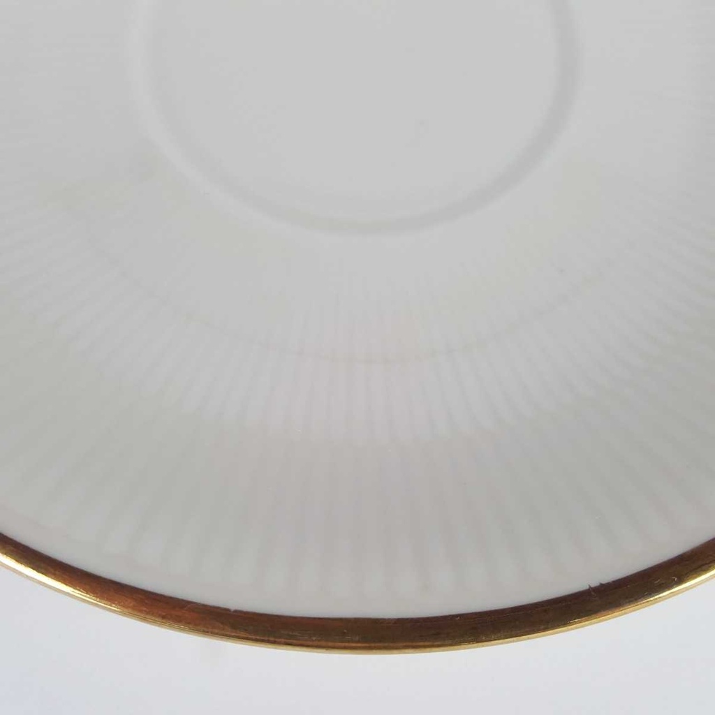 [458164365] Untertasse Goldrand 14,3 cm Schumann Bavaria geriffelt elfenbein gebraucht - gut Bild 3