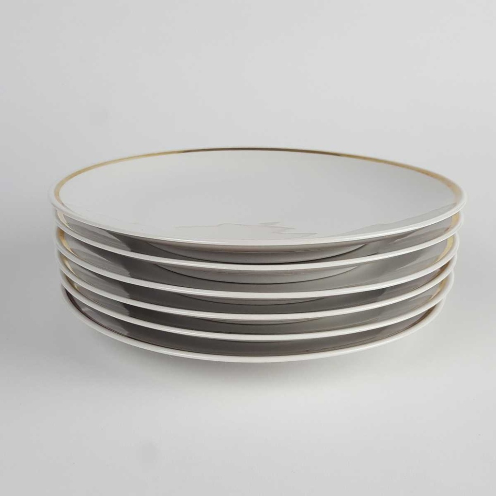 [2119162] 6er Set Kuchenteller Dessertteller Goldrand 19,1 cm Bavaria Weiß gebraucht - gut Bild 3