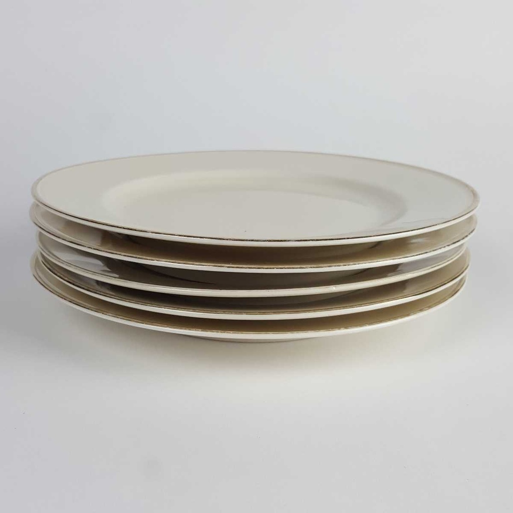 [2119163] 5er Set Kuchenteller Dessertteller Goldrand 19,3 cm Hutschenreuther elfenbein Beige gebraucht - akzeptabel Bild 3