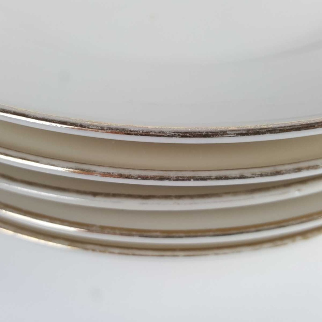 [2119163] 5er Set Kuchenteller Dessertteller Goldrand 19,3 cm Hutschenreuther elfenbein Beige gebraucht - akzeptabel Bild 4