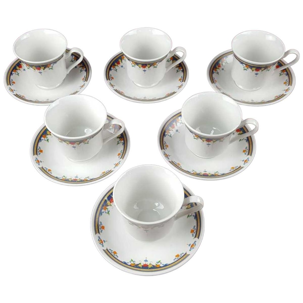 [2119165] 6er Set Untertasse Kaffeetasse mit 15 cm China Pearl Bunte Blumen gebraucht - gut Bild 2