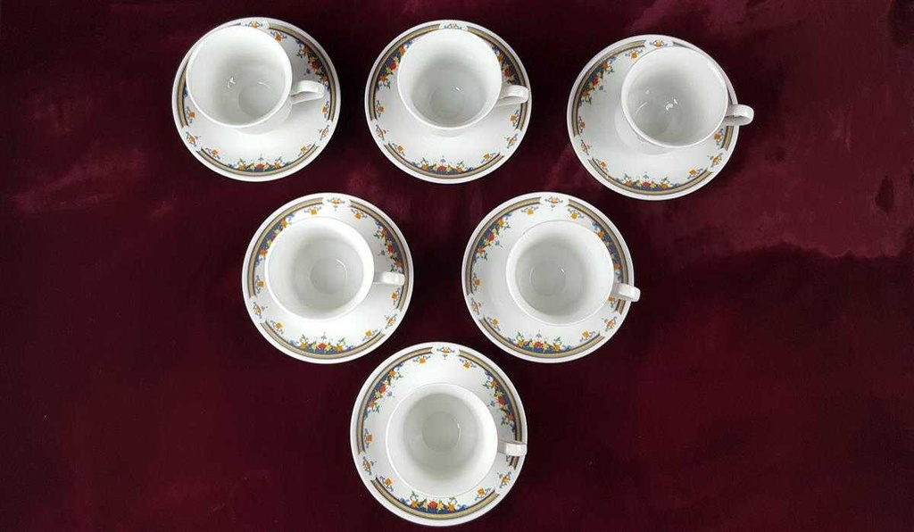 [2119165] 6er Set Untertasse Kaffeetasse mit 15 cm China Pearl Bunte Blumen gebraucht - gut Bild 3