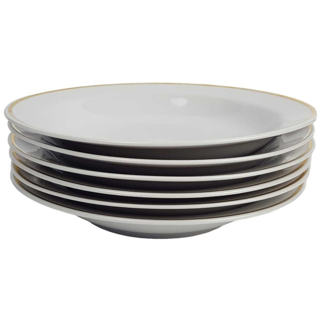 [2119166] 6er Set Suppenteller Goldrand 22,6 cm Bavaria Weiß gebraucht - gut Bild 2