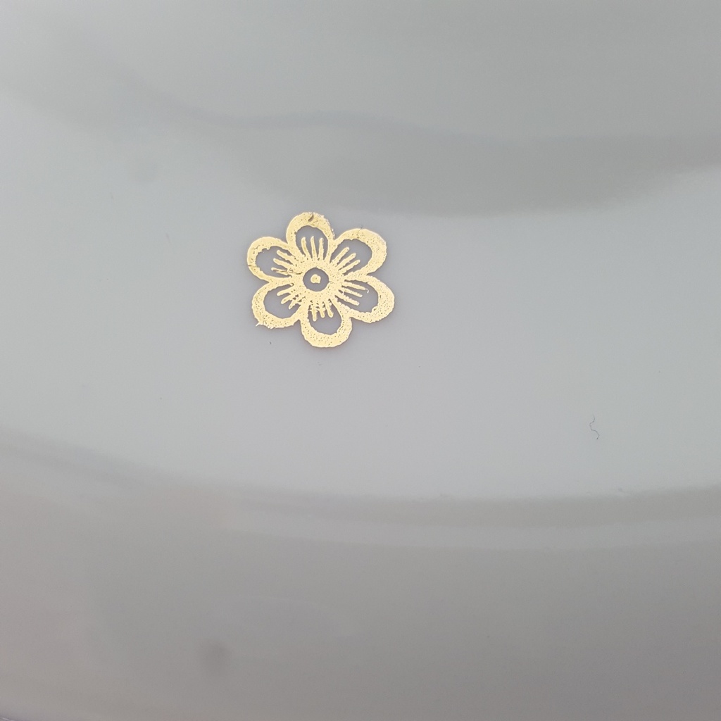 [458164407] Speiseteller Goldrand Golddekor ohne Stempel 24,2 cm Blumen Elfenbein gebraucht - gut Bild 5