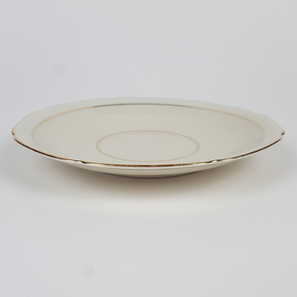 [458164465] Porzellan Goldrand geriffelt elfenbeinfarbe Untertasse D 14,7 cm Bild 2
