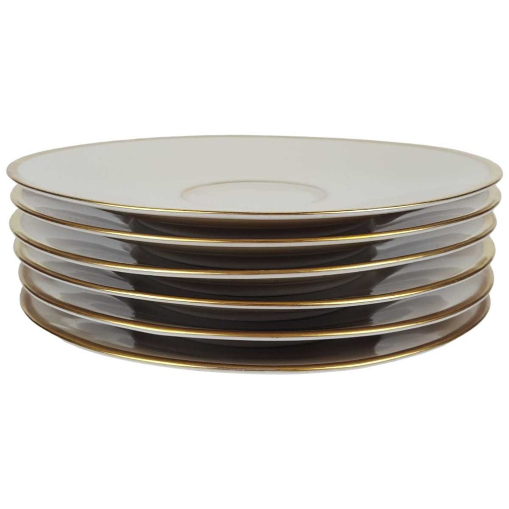 [2119171] 6er Set Untertasse Goldrand 14,9 cm Seltmann Weiden Zeh Scherzer Vohenstrauß Elfenbein Beige gebraucht - gut Bild 2
