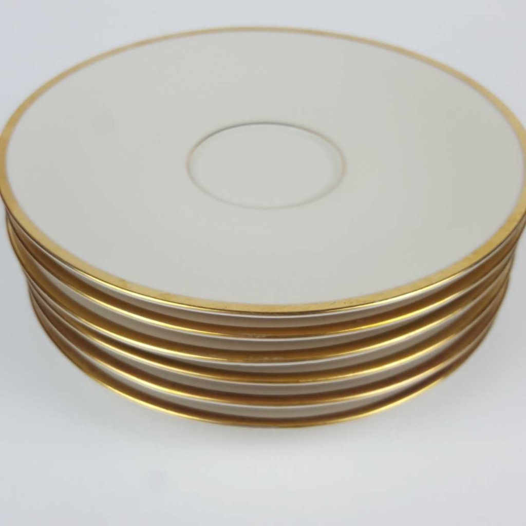[2119171] 6er Set Untertasse Goldrand 14,9 cm Seltmann Weiden Zeh Scherzer Vohenstrauß Elfenbein Beige gebraucht - gut Bild 3