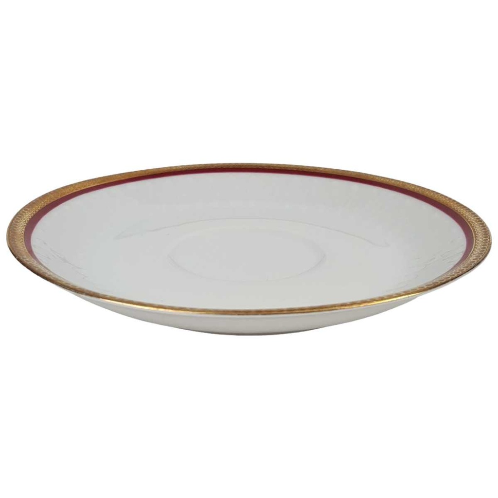 [458164476] Untertasse Goldrand 14,8 cm Mitterteich Rot Relief Bavaria gebraucht - gut Bild 2