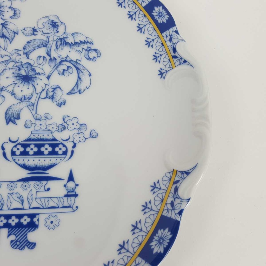 [458164810] Kuchenplatte mit Henkeln Schaller China Blau gebraucht - gut Bild 2