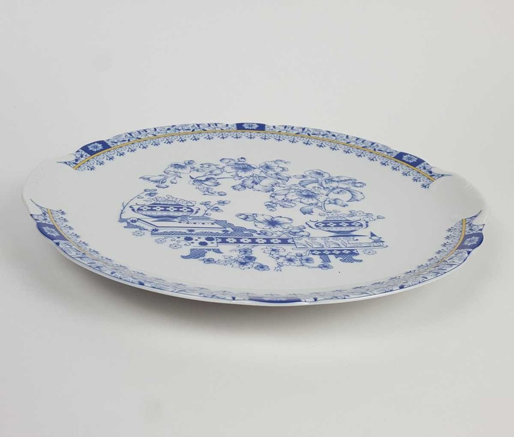 [458164810] Kuchenplatte mit Henkeln Schaller China Blau gebraucht - gut Bild 5