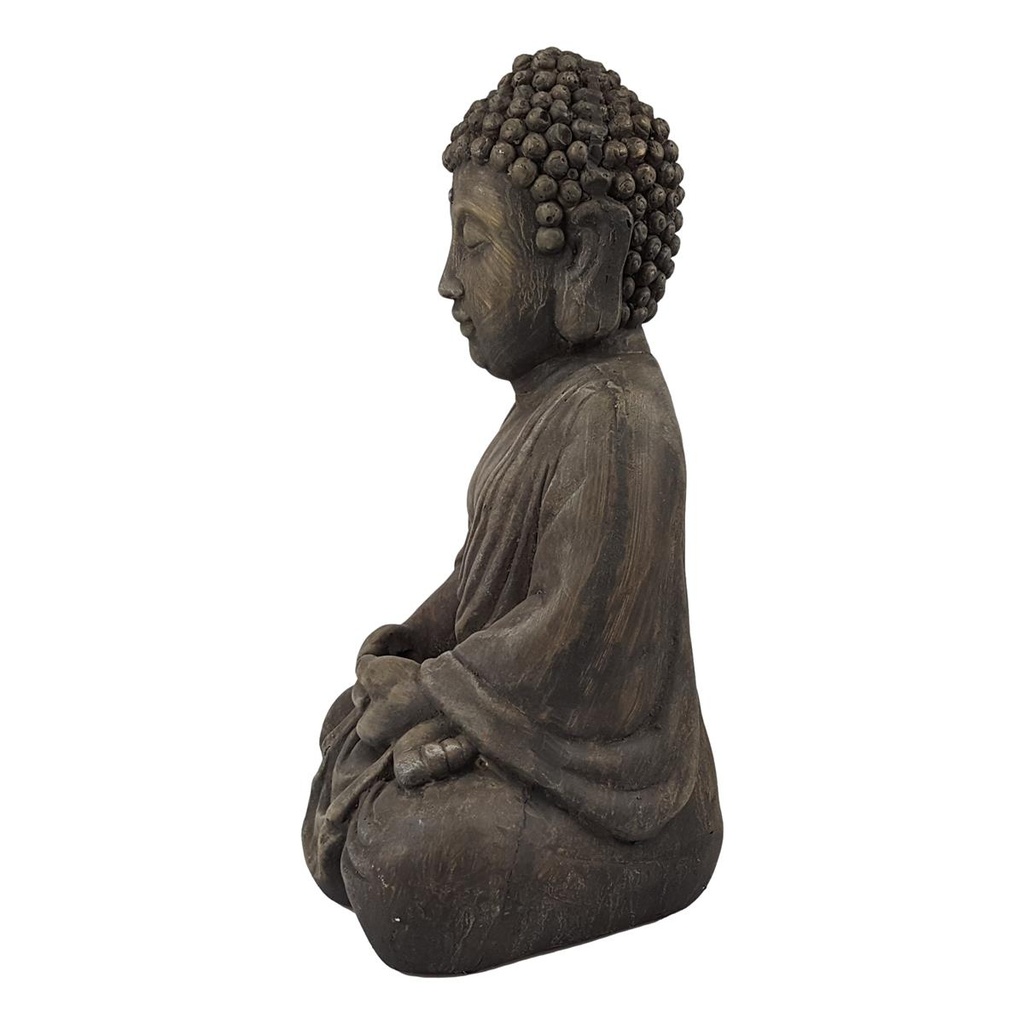 [458164847] Buddha Figur Steinguss grün/braun Garten Terrasse Feng Shui Dekoration 35 cm Bild 3