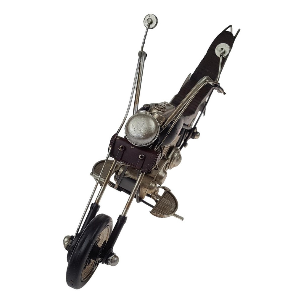 [458164853] Großes schwarzes Blechmotorrad mit Flamme Modell Motorrad Chopper Deko Bild 2
