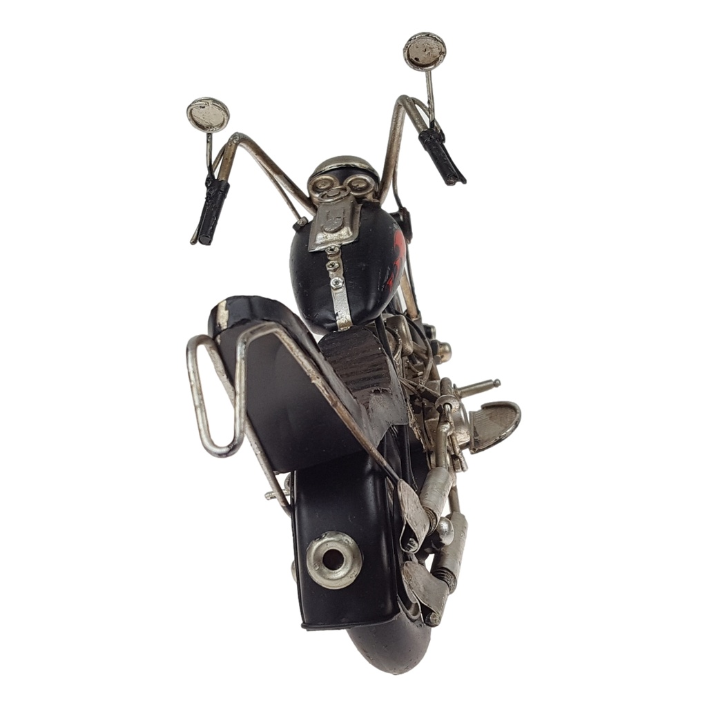 [458164853] Großes schwarzes Blechmotorrad mit Flamme Modell Motorrad Chopper Deko Bild 4