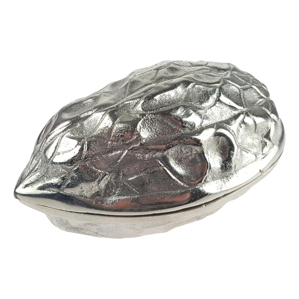 [458164857] Dekorative Walnuss Schale mit Deckel Alu silber 20 cm Bild 2