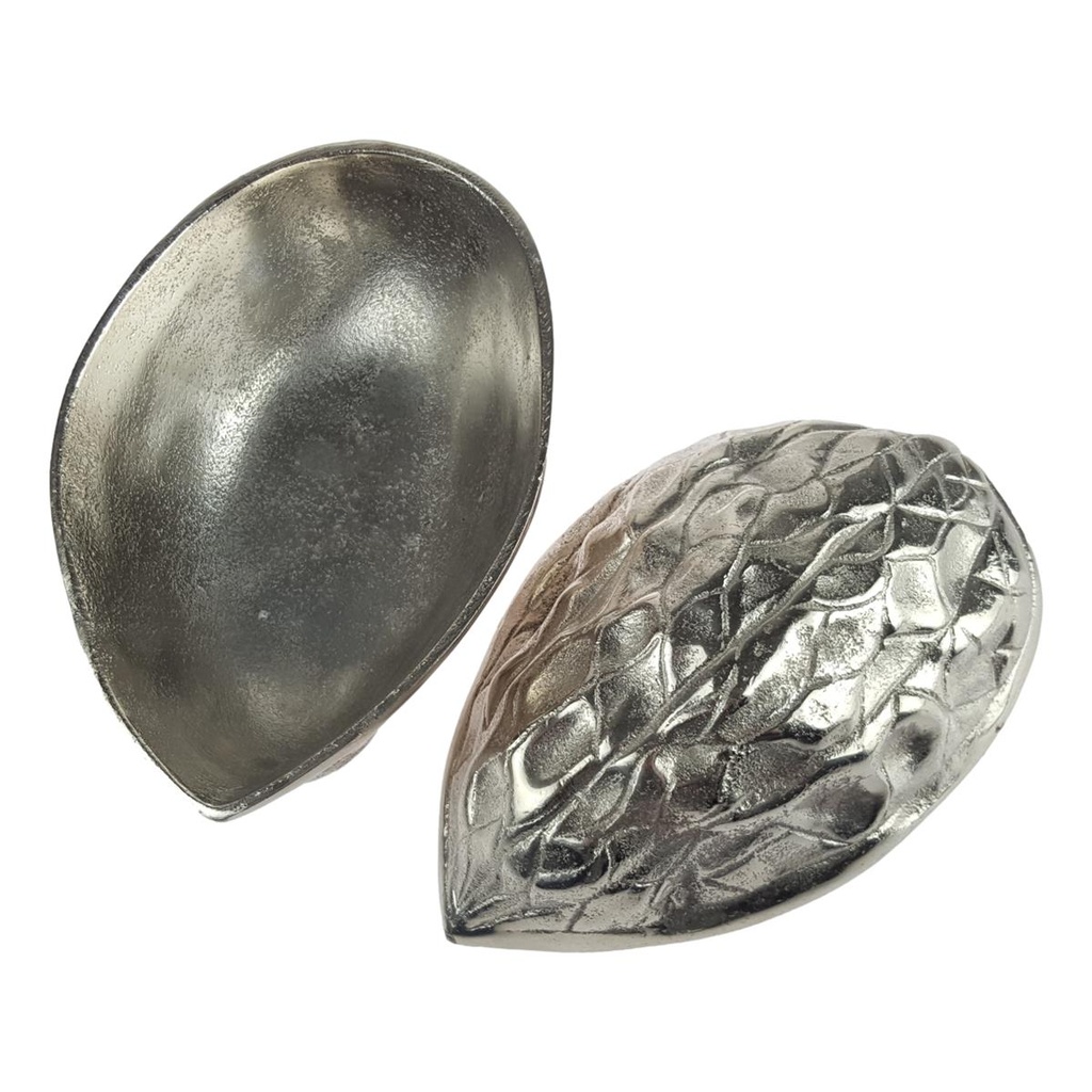 [458164857] Dekorative Walnuss Schale mit Deckel Alu silber 20 cm Bild 3