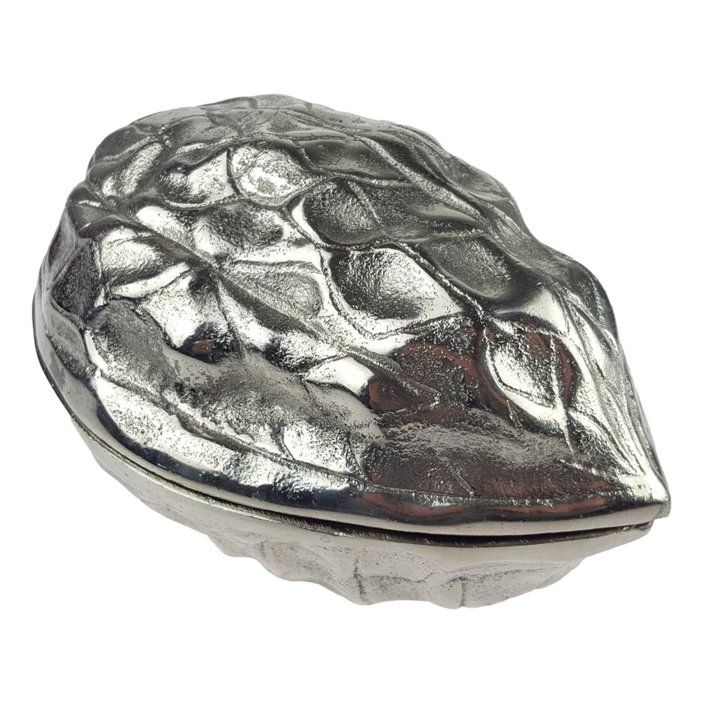 [458164857] Dekorative Walnuss Schale mit Deckel Alu silber 20 cm Bild 4