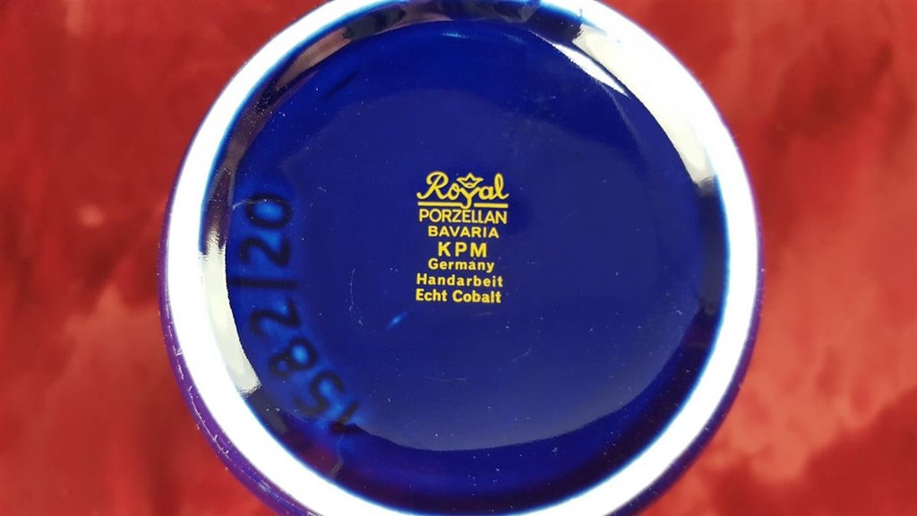 [45816487] Blumenvase 19,7 cm Royal KPM Bavaria Kobaltblau Blau gebraucht - gut Bild 5