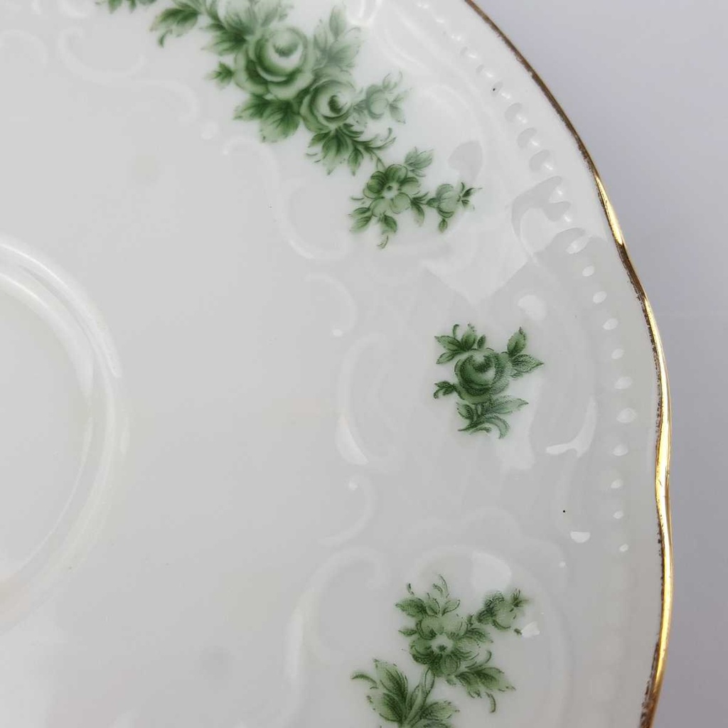 [458164888] Untertasse für Kaffee 14,7 cm Seltmann Weiden Wien Grüne Rose gebraucht - gut Bild 4